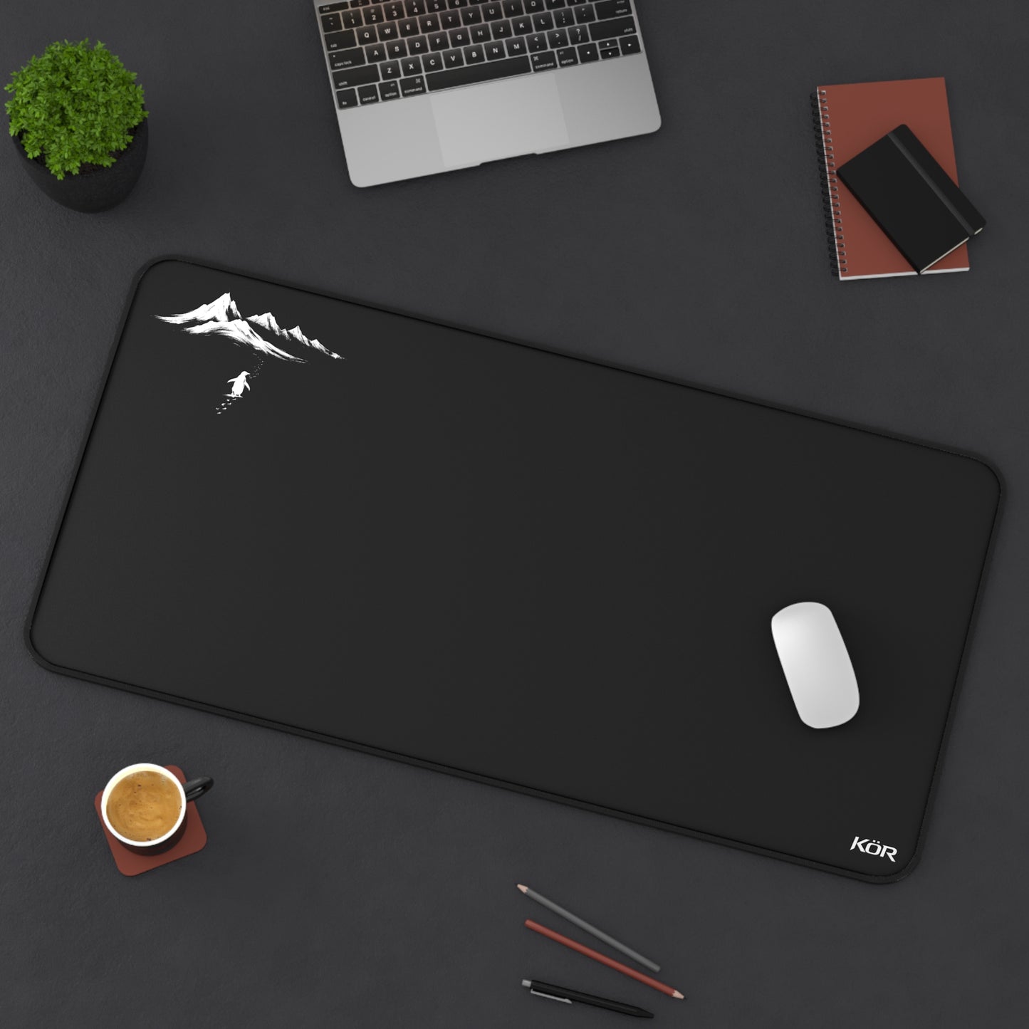 Mountain Diver Desk Mat — Minimal Black Gaming/Work Mouse Pad