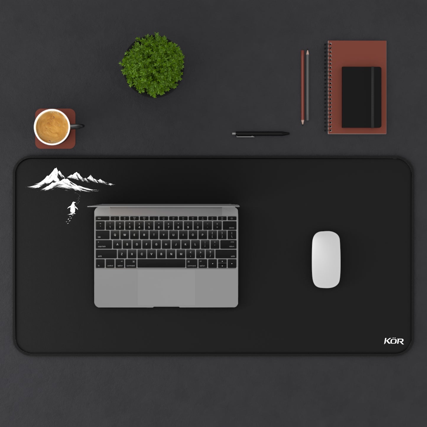 Mountain Diver Desk Mat — Minimal Black Gaming/Work Mouse Pad