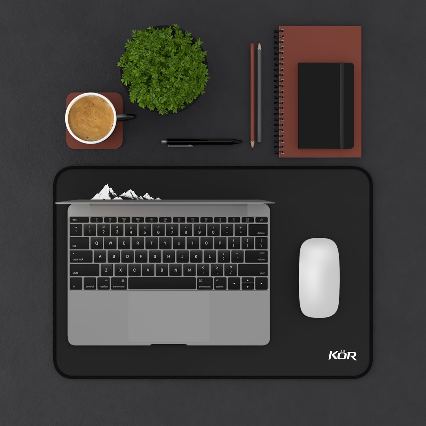 Mountain Diver Desk Mat — Minimal Black Gaming/Work Mouse Pad