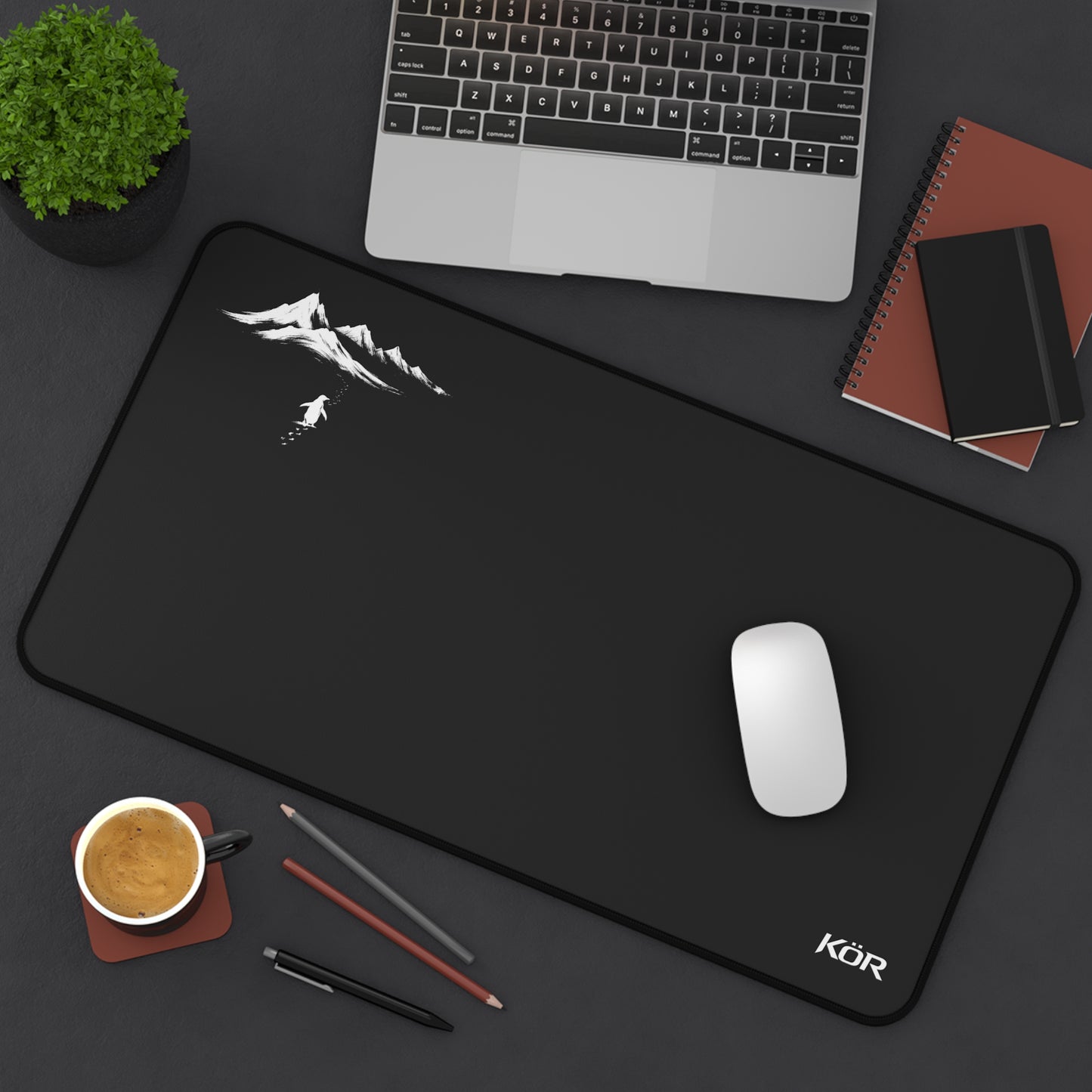 Mountain Diver Desk Mat — Minimal Black Gaming/Work Mouse Pad