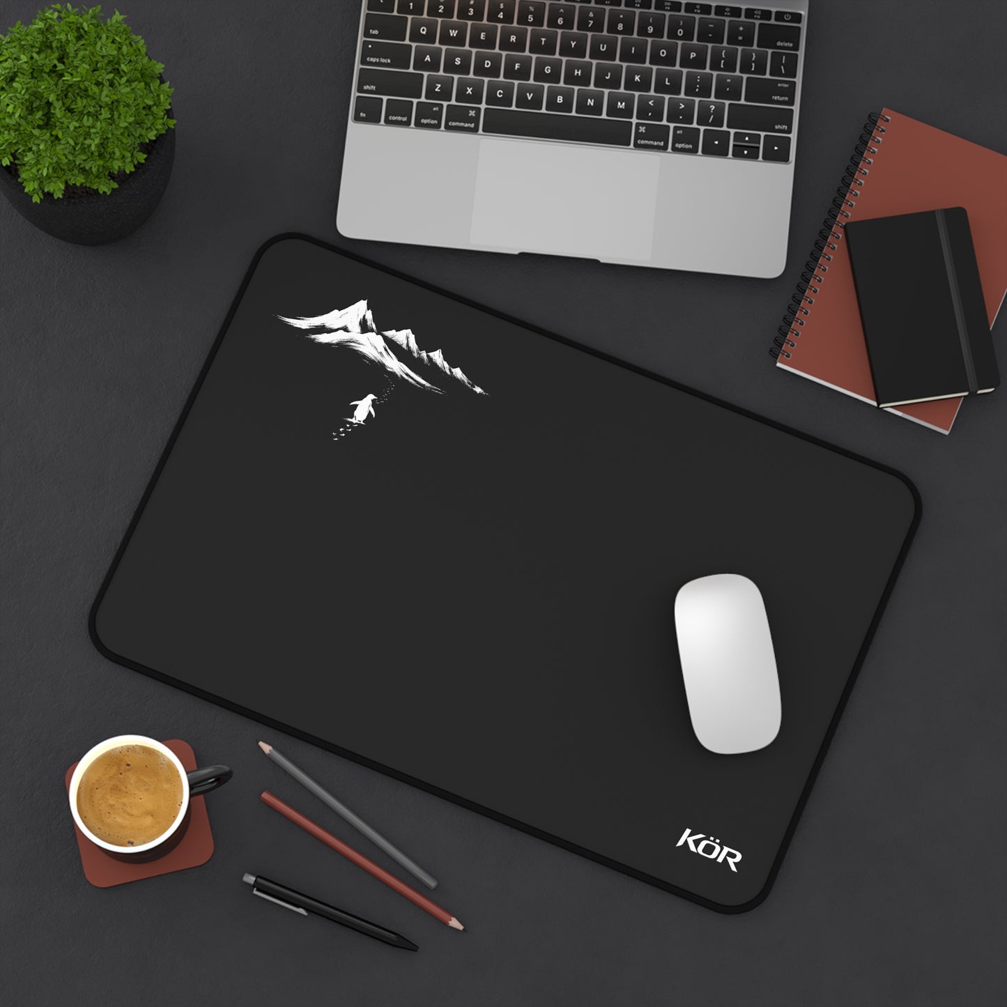 Mountain Diver Desk Mat — Minimal Black Gaming/Work Mouse Pad